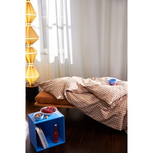 Жълто и светлосиньо крепирано спално бельо за единично легло 140x200 cm Bæk&Bølge - JUNA-image-4