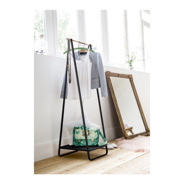 Черен стелаж за дрехи с рафт Portant Blanc - Compactor-image-1