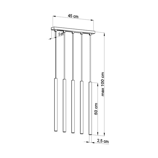 Черна висяща лампа , дължина 45 cm Fideus - Sollux-image-4