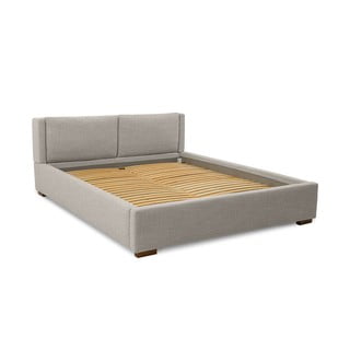 Светлосиво тапицирано двойно легло с включена подматрачна рамка 140x200 cm Dreamer – Scandic
