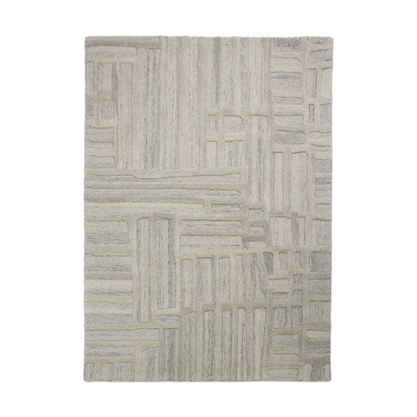 Сиво-бежов ръчно изработен вълнен килим 160x230 cm Elva  – Flair Rugs