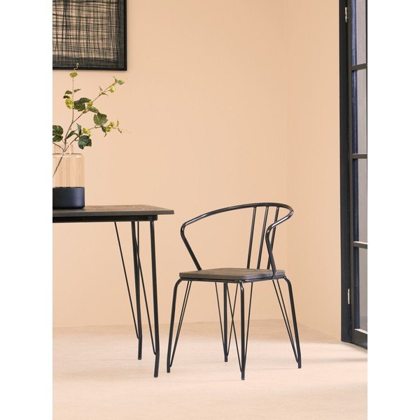 Черен/в естествен цвят трапезен стол от масивен бряст District – Premier Housewares-image-3