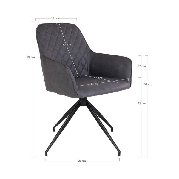 Тъмносив тапициран трапезен стол Harbo – House Nordic-image-3