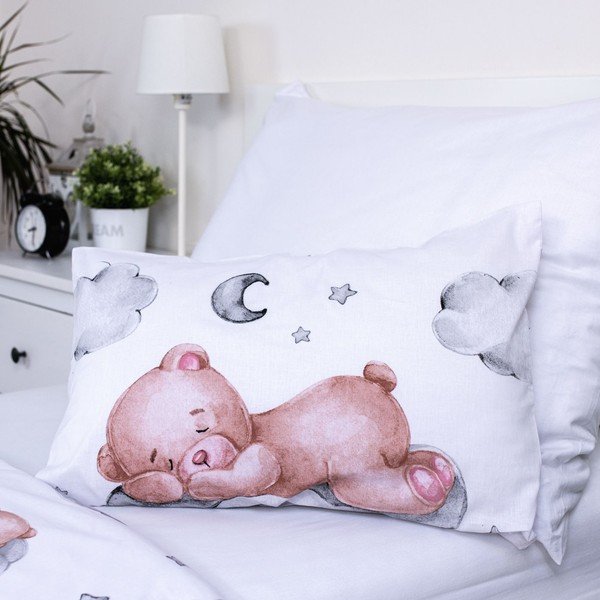 Бяло памучно детско спално бельо 100x135 cm Teddy Bear "Ribbon" – Jerry Fabrics-image-3