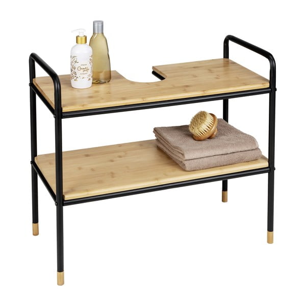 Черен/естествен бамбуков шкаф под умивалника 70x60 cm Loft - Wenko-image-3