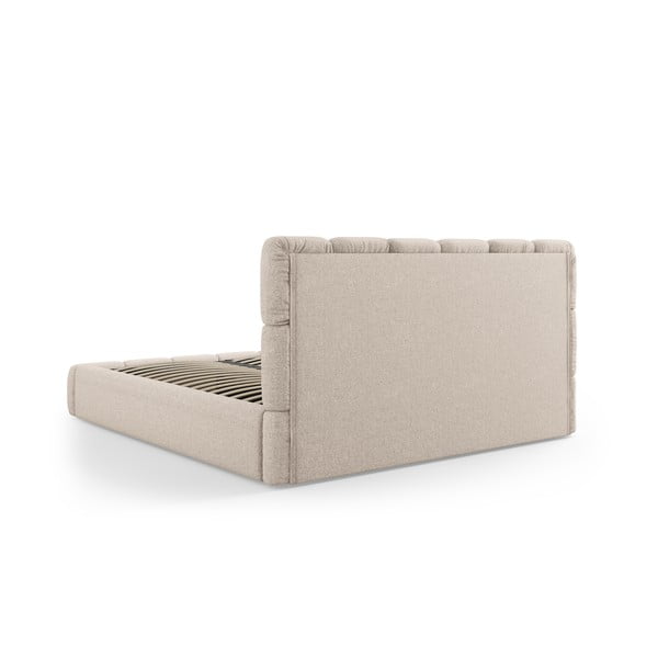 Бежово двойно тапицирано легло с място за съхранение с включена подматрачна рамка 140x200 cm Bellis – Micadoni Home-image-4