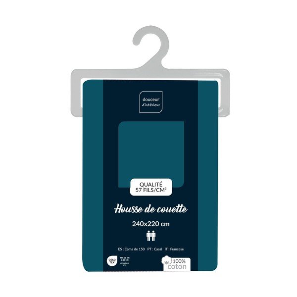 Двойна/удължена памучна олекотена завивка в петролен цвят 240x220 cm Lina – douceur d'intérieur-image-2