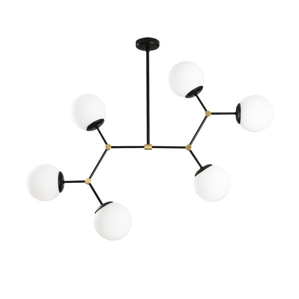 Черно-бяло висящо осветително тяло със стъклен абажур Damar – Opviq lights-image-2