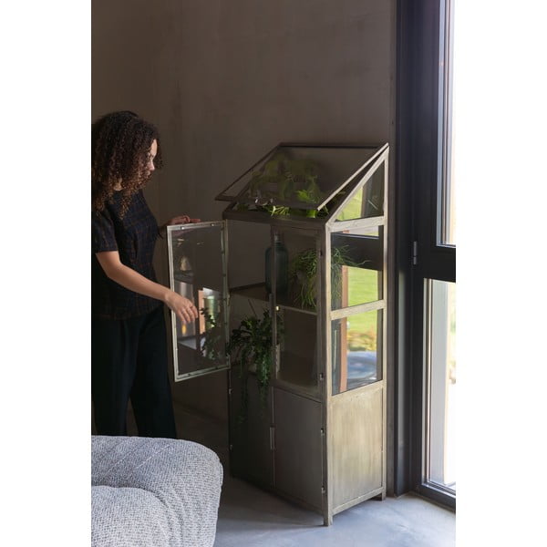 Сива метална витрина 64x151x35 cm Monviso – Dutchbone-image-1