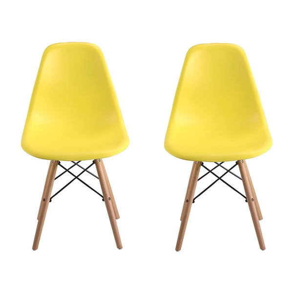 Комплект от 2 жълти стола с крака от букова дървесина Clio - Unknown