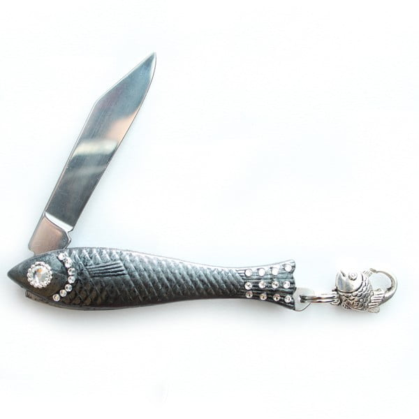 Český nožík rybička, zdobený černý lak
