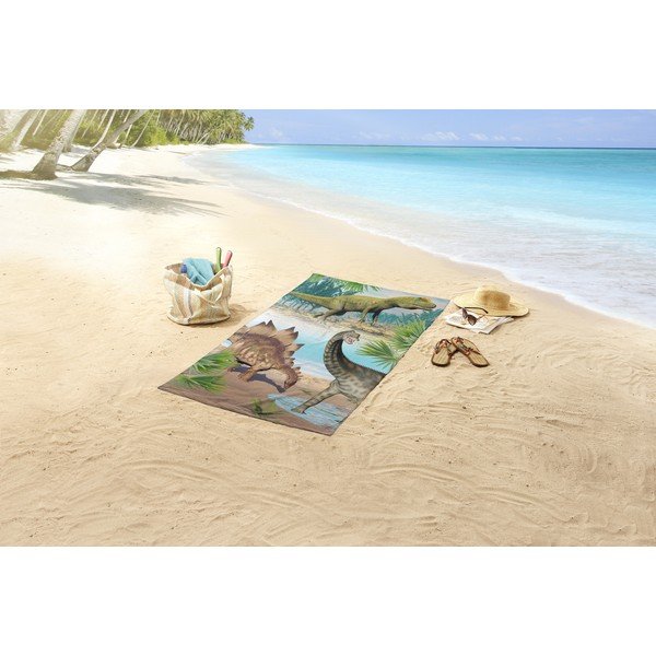 Детска кадифена плажна кърпа 75x150 cm Dino – Good Morning-image-1