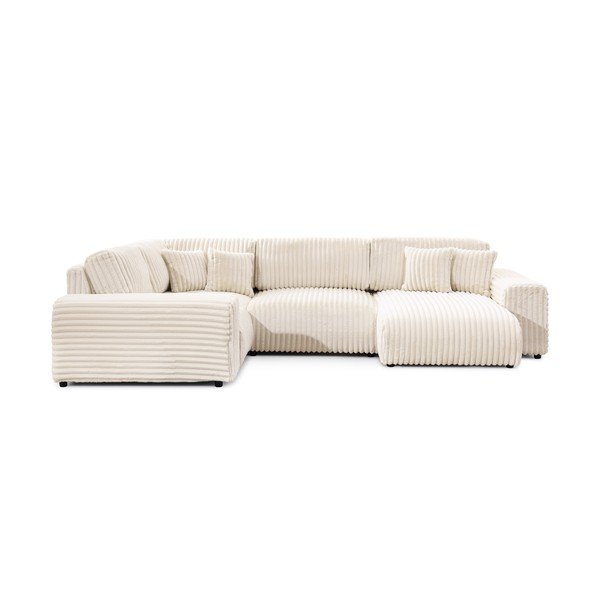 Кремав ъглов диван от рипсено кадифе (ляв ъгъл U форма) Justin – Ropez-image-3