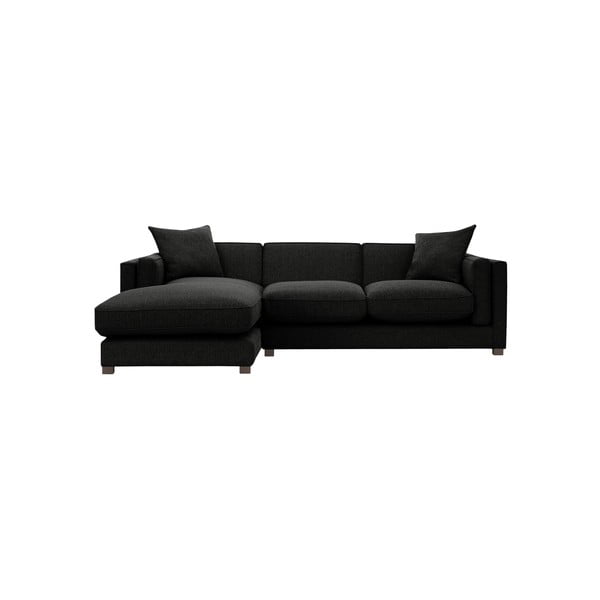 Черен ъглов диван с шезлонг от лявата страна Organdi - Rodier Intérieurs