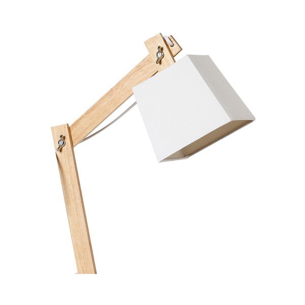 Бяла настолна лампа с дървена конструкция Erasmo - SULION-image-2