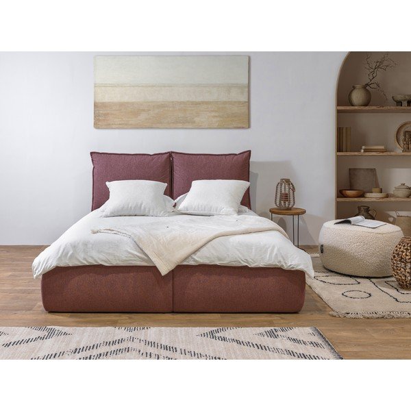 Розово двойно тапицирано  легло с място за съхранение с включена подматрачна рамка 160x200 cm Garance – Bobochic Paris-image-1