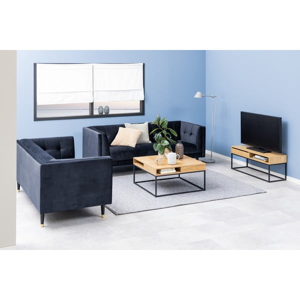 Масичка за кафе с дъбов плот в тъмно естествен цвят 80x80 cm Willford – Actona-image-4