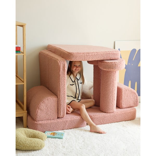 Розов детски диван от букле 132 cm Settee – Wigiwama-image-3