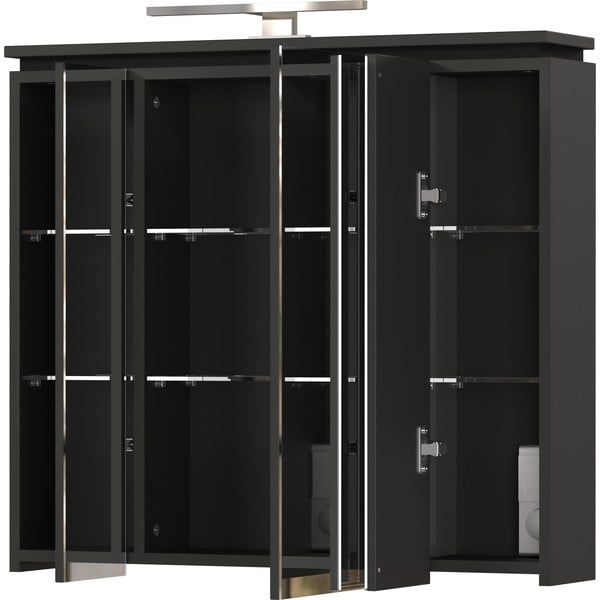 Антрацитен шкаф за баня с огледало и осветление 76x74 cm Modesto - Germania-image-2