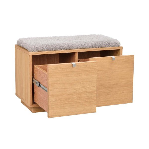 Сива/естествена стойка за обувки от декор от дъб  за сядане Confetti – Rowico-image-3