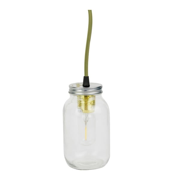 Лампа за окачен таван със зелен кабел Mason Jar Lamp Wire - Le Studio