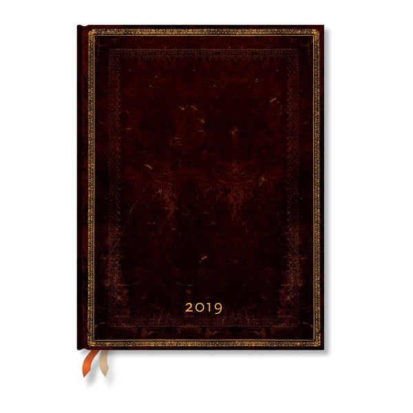 Дневник за 2019 г., черен, марокански, 18 x 23 cm - Paperblanks