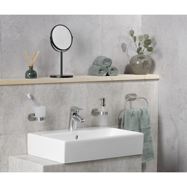 Матово-сребриста самозалепващ стъклен диспенсер за сапун 200 ml Orea – Wenko-image-2