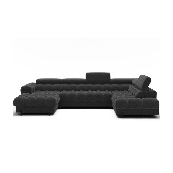 Тъмносив разтегателен ъглов диван от букле (десен ъгъл U форма) Feraria – ELTAP