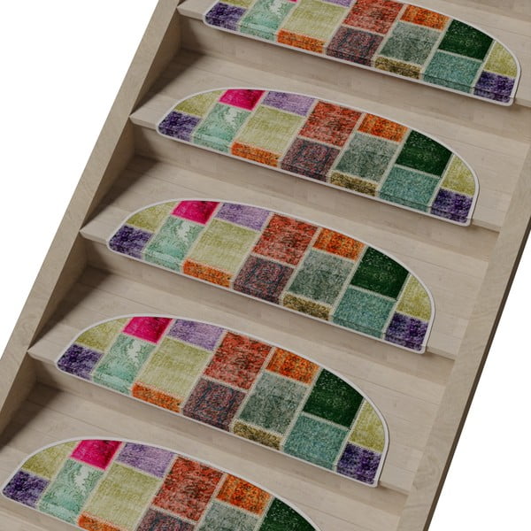 Килимчета за стълби в комплект от 16 части 20x65 cm Patchwork - Vitaus-image-1