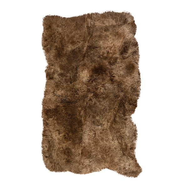 Hnědý kožešinový koberec s krátkým chlupem, 165 x 110 cm
