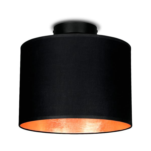 Черна лампа за таван с детайли в цвят на мед MIKA, ⌀ 25 cm Mika - Sotto Luce