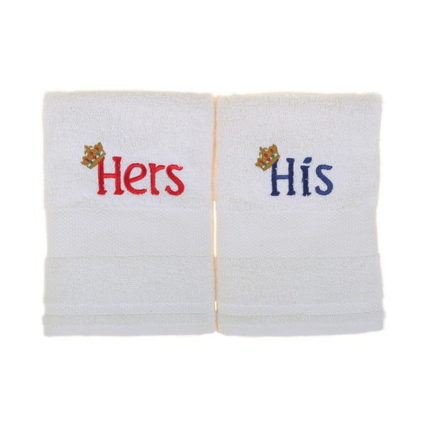 Sada 2 ručníků Mr. and Mrs., 50 x 100 cm
