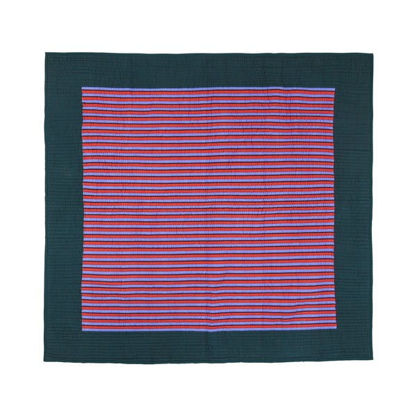Зелено и лилаво памучно покривало за двойно легло 260x260 cm Twist - Hübsch