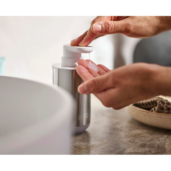 Диспенсер за сапун от неръждаема стомана в сребрист цвят 300 ml Duo Steel – Joseph Joseph-image-2