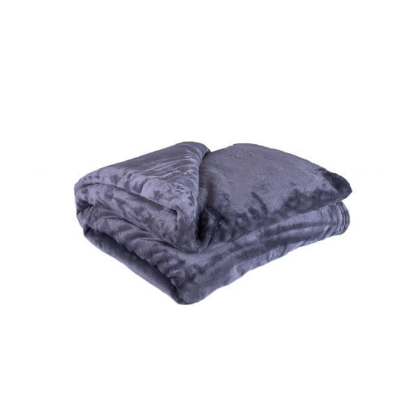 Тъмно сиво микро плюшено одеяло Amber, 200 x 220 cm - My House