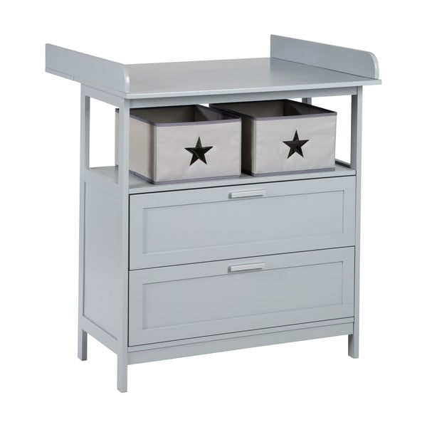 Сив детски скрин с маса за преповиване 87x100x75 cm Hamburg – Roba