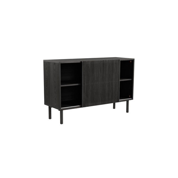 Черно шкафче от декор от ясен с плъзгащи се врати 124x80x45 cm Sion – Jotex-image-2