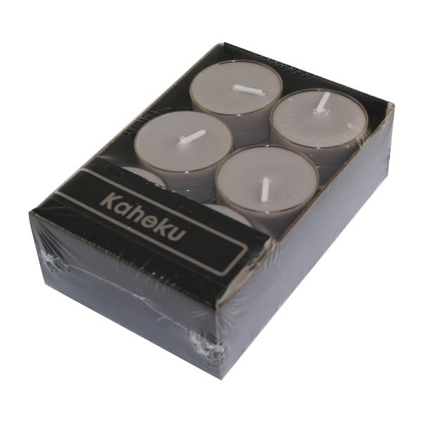 Комплект от 12 сиво-кафяви чаени свещи, време на горене 4 ч. Silea - Ego Dekor
