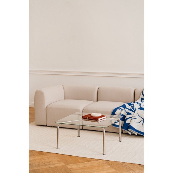 Масичка за кафе със стъклен плот в сребрист цвят 60x80 cm Uku – noo.ma-image-1