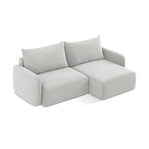 Светлосив кадифен сгъваем/с място за съхранение ъглов диван (десен ъгъл) Kalena – Makamii-image-3