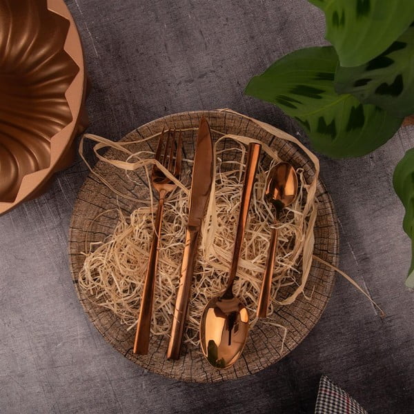 Прибори за хранене от неръждаема стомана в меден цвят 24 бр Copper - Orion-image-4