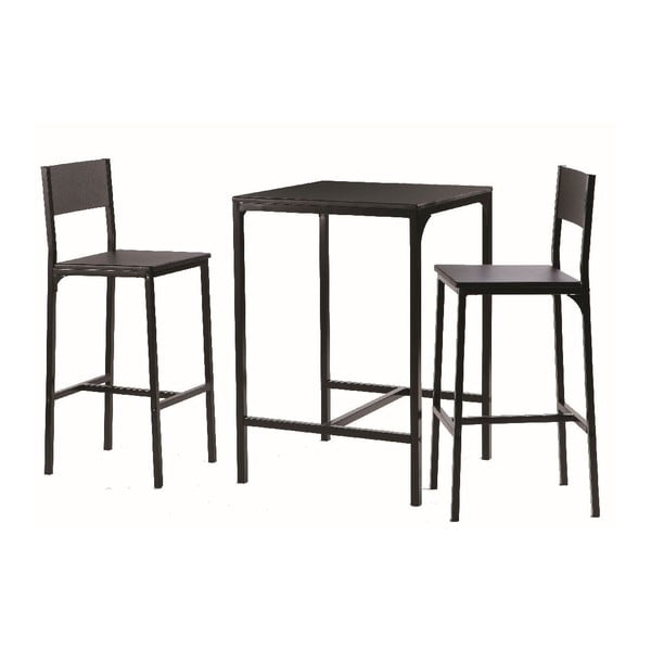 Barový stolek se dvěma židlemi Black Set