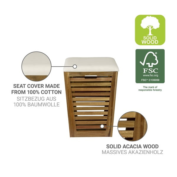 Дървен кош за пране в тъмно естествен цвят 55 l Fondi – Wenko-image-2