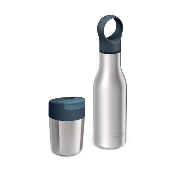 Комплект бутилка и чаша за пътуване от неръждаема стомана Loop&Sipp - Joseph Joseph