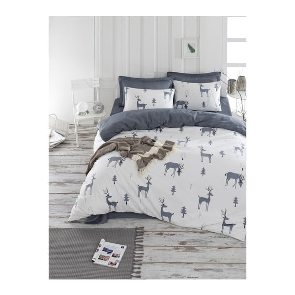 Спално бельо с чаршаф за двойно легло от памук ранфорс GoodTime White, 200 x 220 cm Good Time - Mijolnir