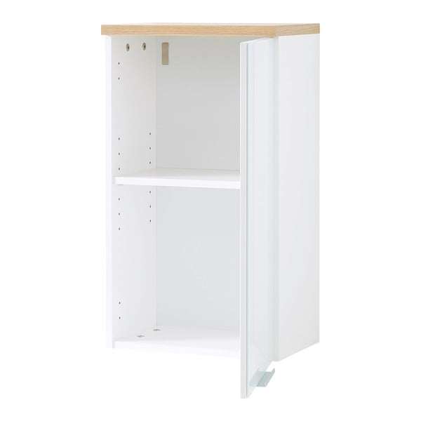 Дъбов висящ шкаф за баня в в бял\естествен цвят 39x69 cm Pescara - Germania-image-2