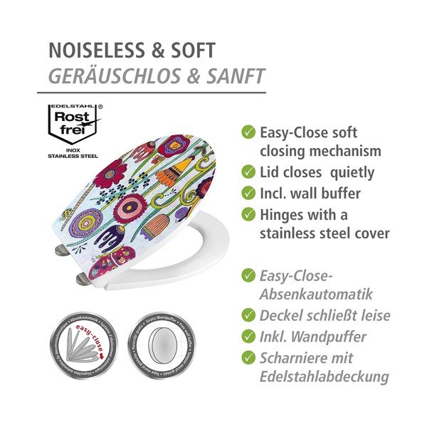 Тоалетна чиния с автоматично затваряне 37 x 44,5 см Rollin'Art Full Bloom – Wenko-image-4