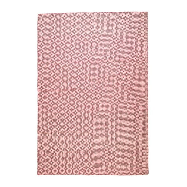 Vlněný koberec Geometry Rhomb Pink & White, 160x230 cm