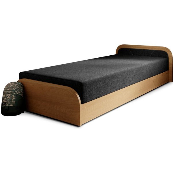 Единично тапицирано легло ПДЧ с място за съхранение с включен матрак в цвят жълта охра тъмносиво 80x190 cm Parys – ELTAP