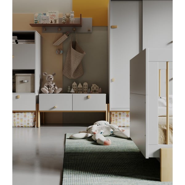 Светлосив нисък детски скрин 100x25 cm Cube - Pinio-image-1